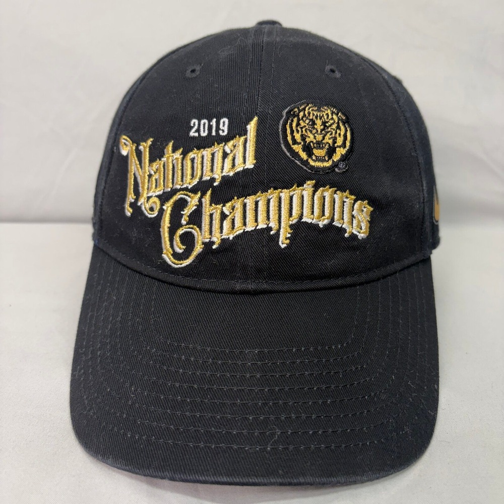 Nike LSU Tigers Hat 2019 National Champions Mens OSFM Black Fleur-de-lis Cap
